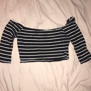 off the shoulder striped crop top /club wear